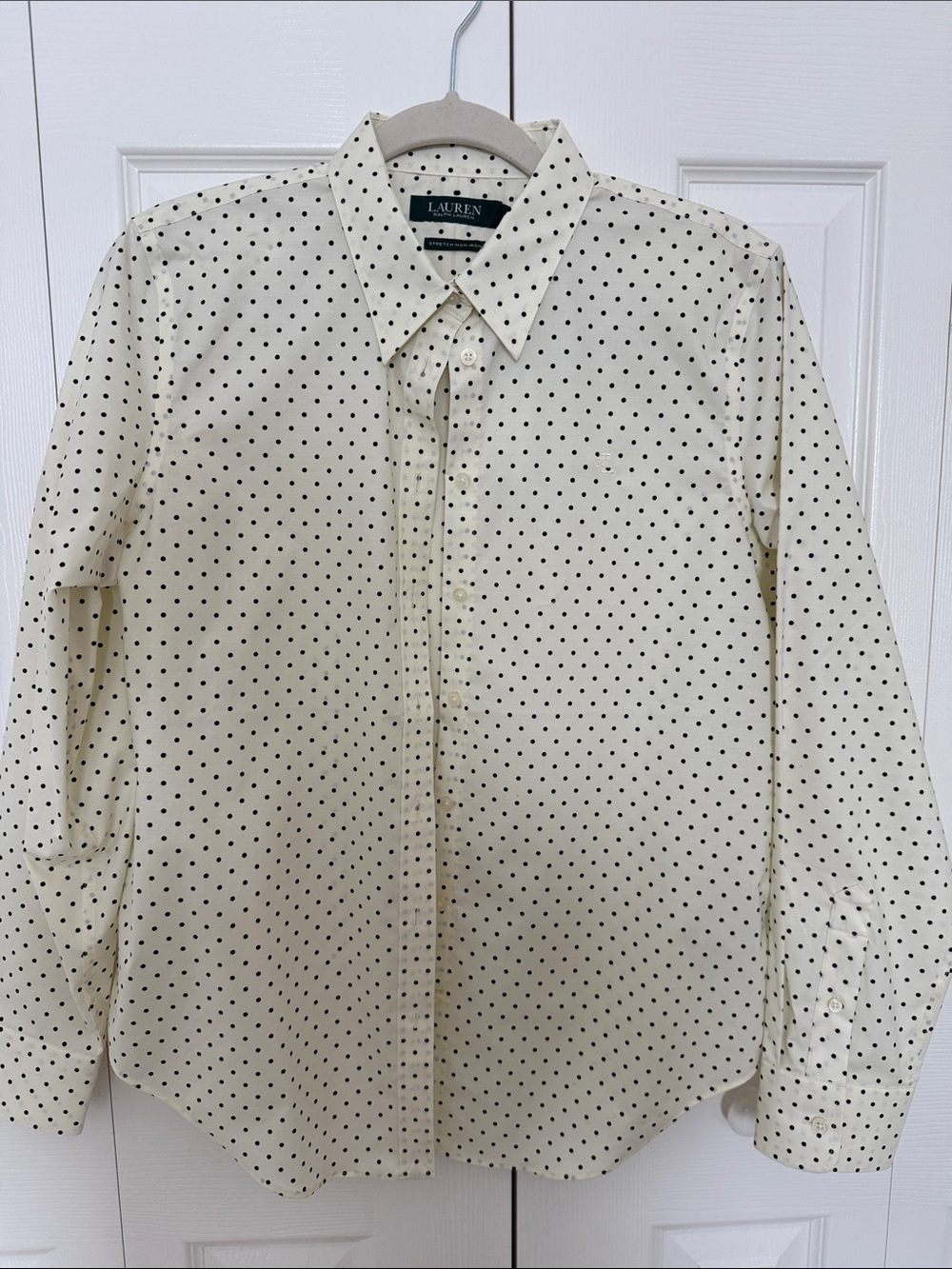 Lauren Ralph Lauren Cream Shirt with Black Polka Dots